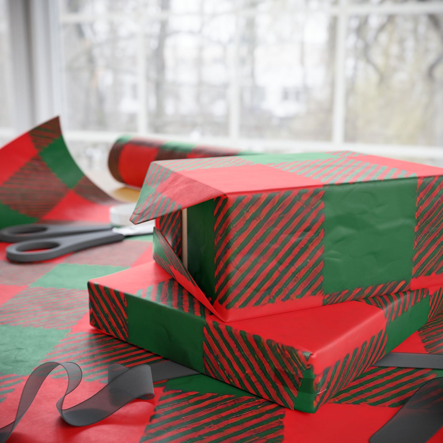Santa's Buffalo Plaid Wrapping Paper