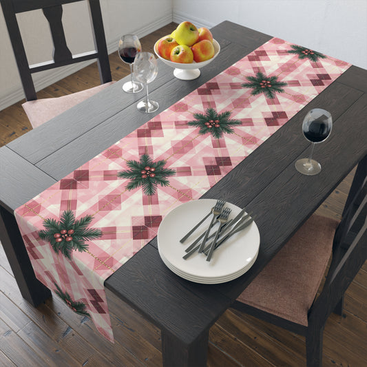 Holiday Cheer Pink Peppermint Sprig Table Runner