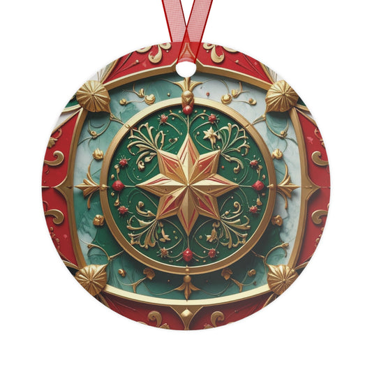 Vintage Gilded Poinsettia Metal Ornament