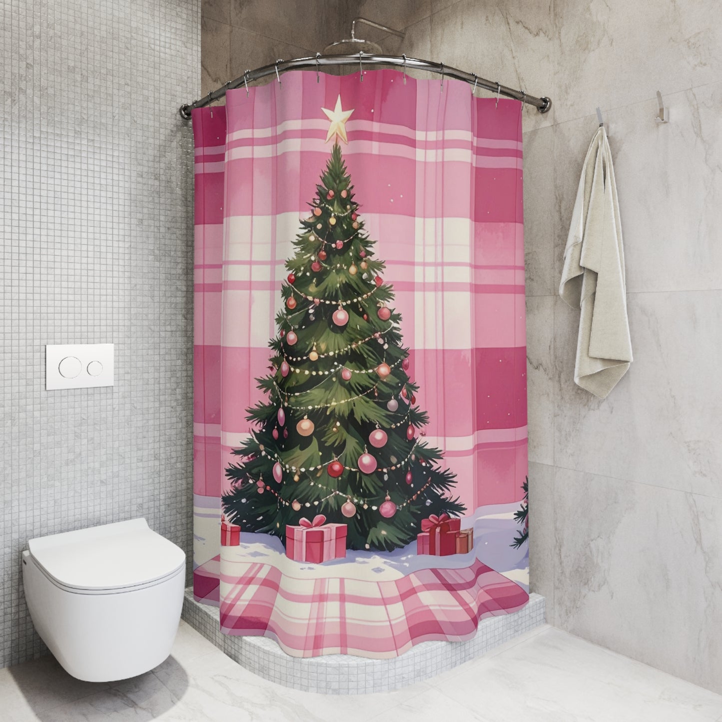 Merry Mauve Christmas Shower Curtain