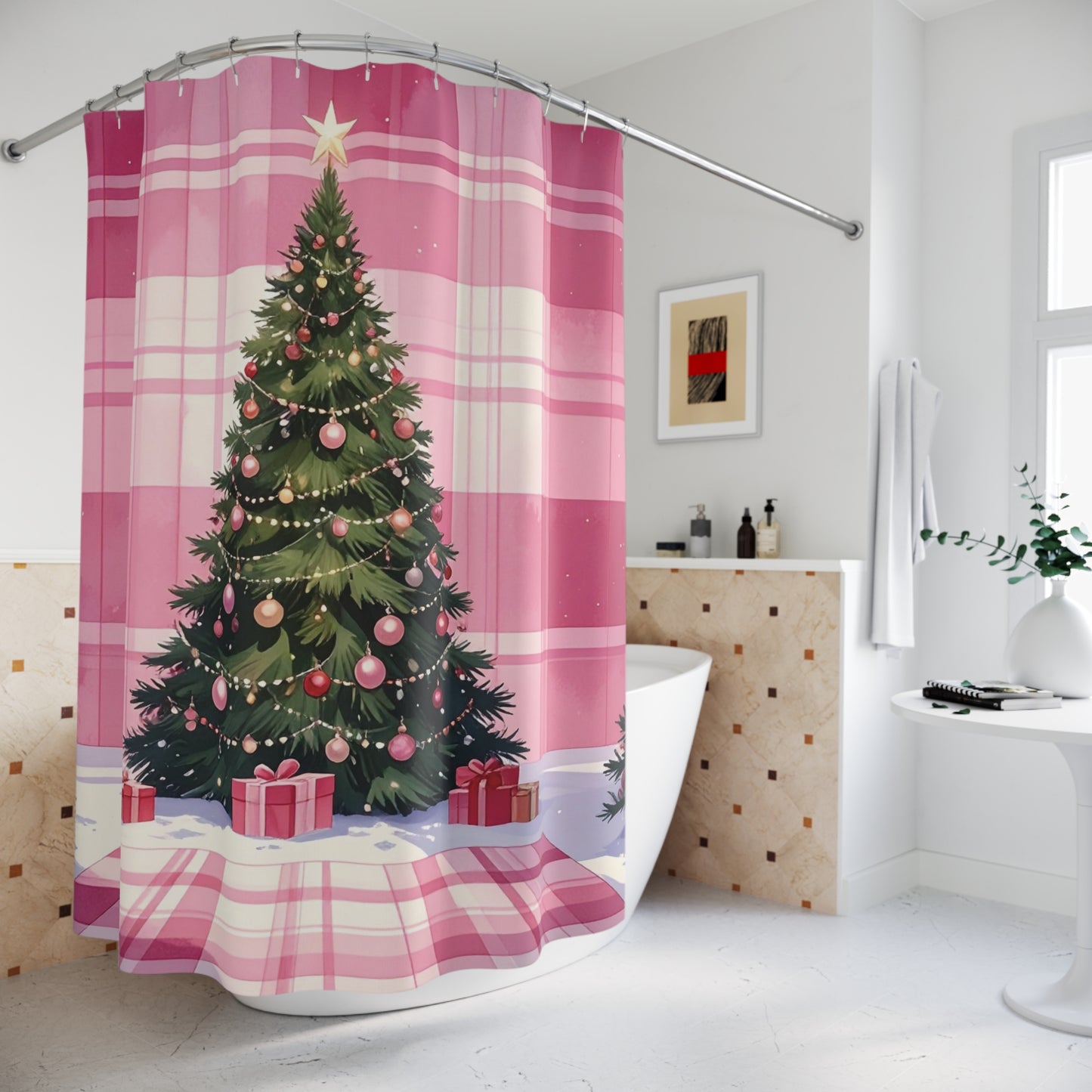 Merry Mauve Christmas Shower Curtain