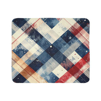 Rustic Patriot Christmas Plaid, Fleece Sherpa Blanket