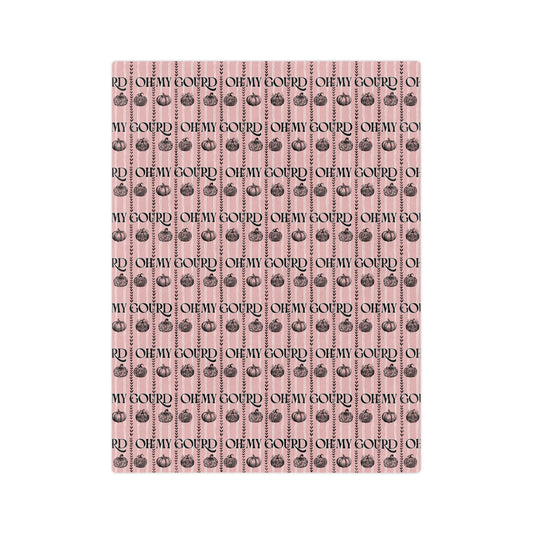 Oh My Gourd, Pink Pumpkin Velveteen Blanket