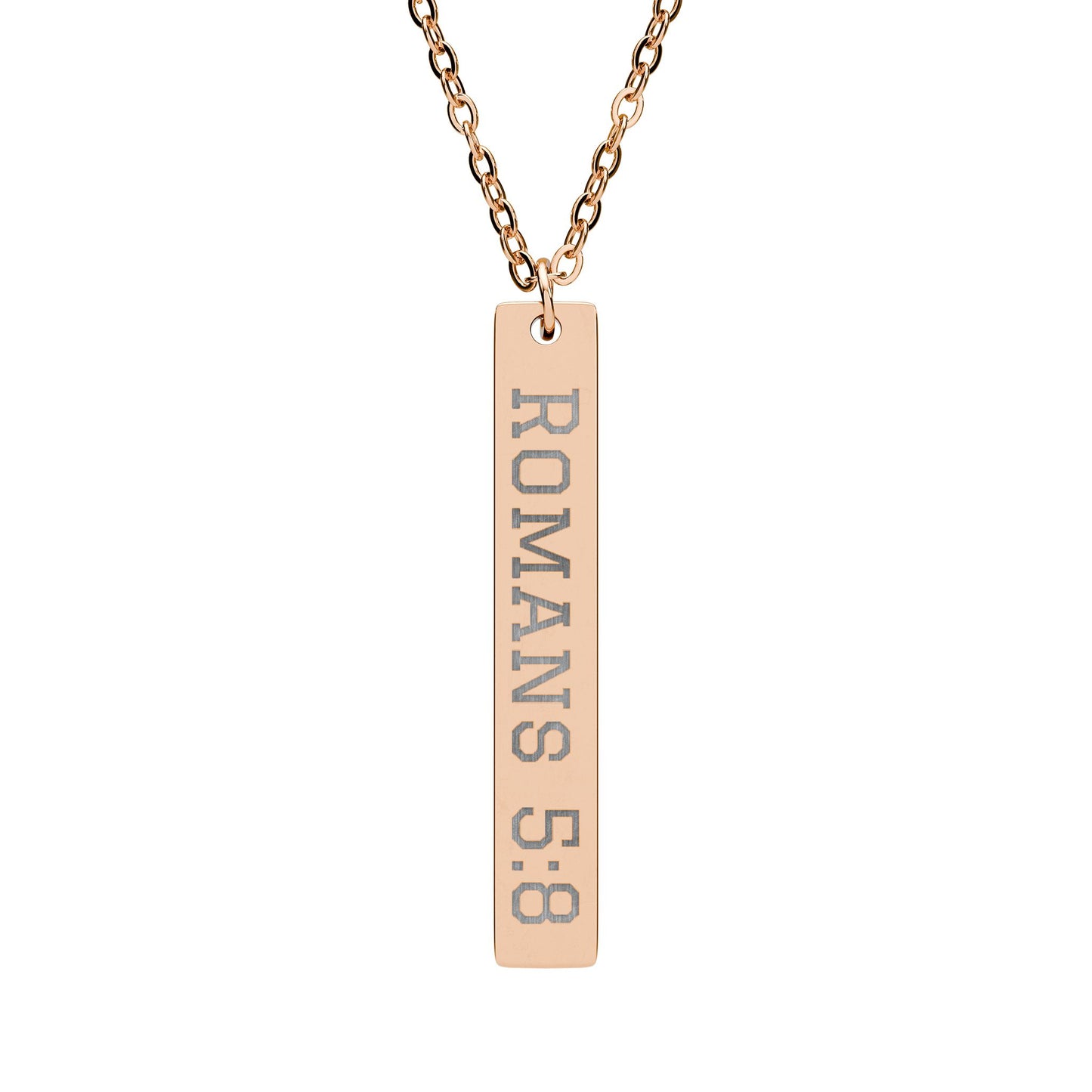 Romans 5:8 Engraved Necklace