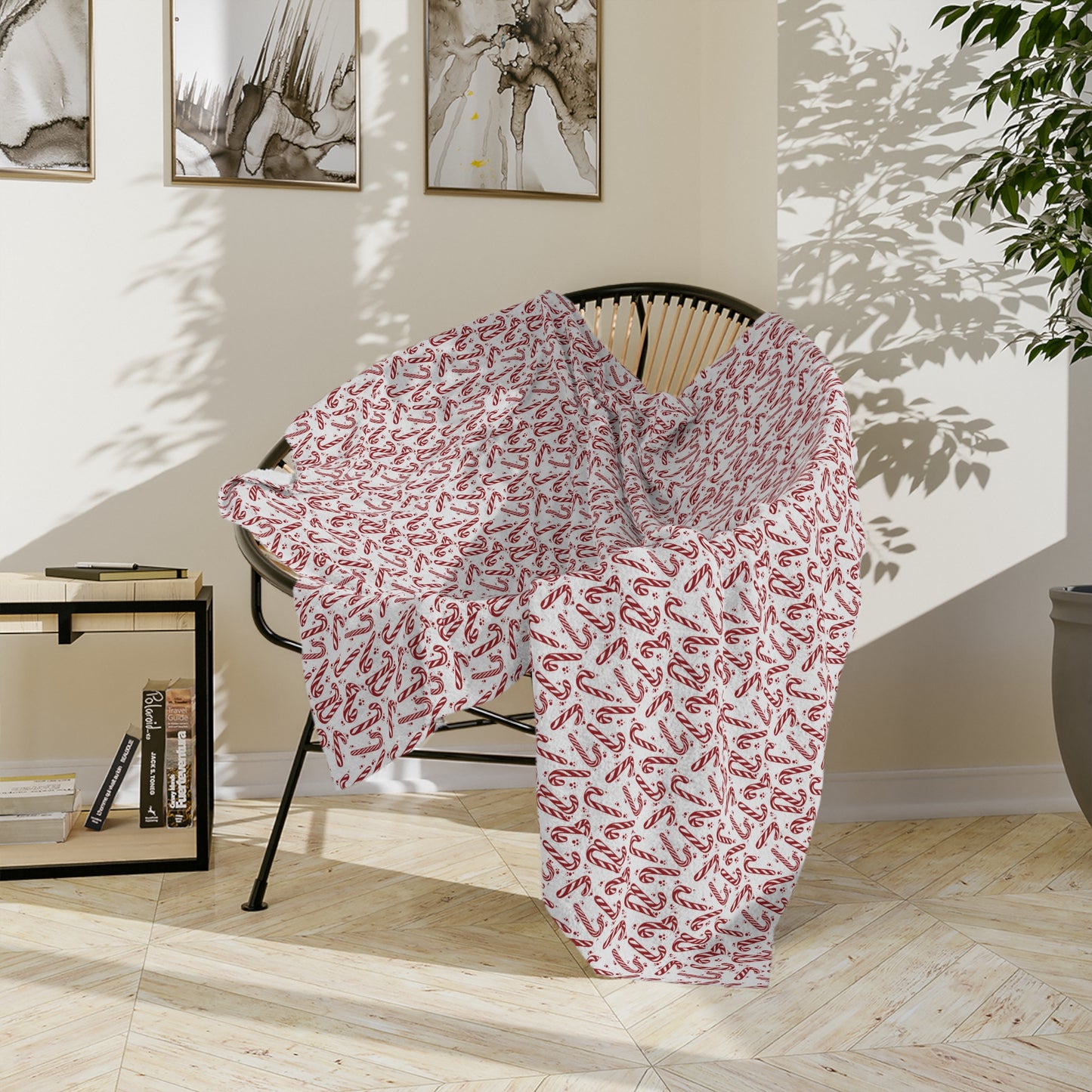 Candy Cane Dreams, Velveteen Fleece Blanket