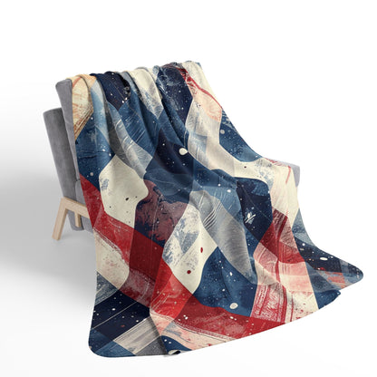 Rustic Patriot Christmas Plaid, Fleece Sherpa Blanket