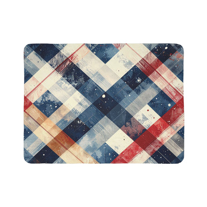 Rustic Patriot Christmas Plaid, Fleece Sherpa Blanket