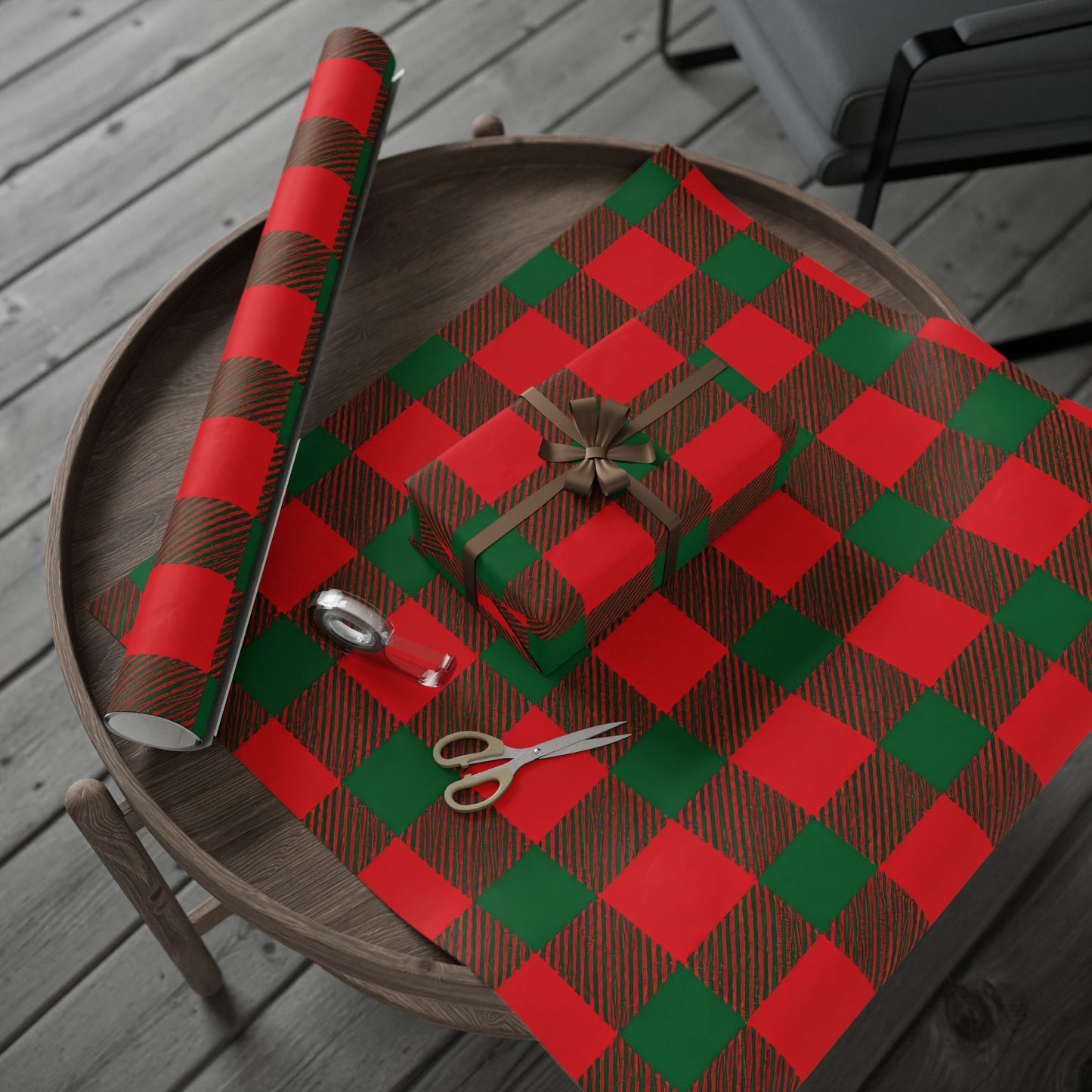 Santa's Buffalo Plaid Wrapping Paper