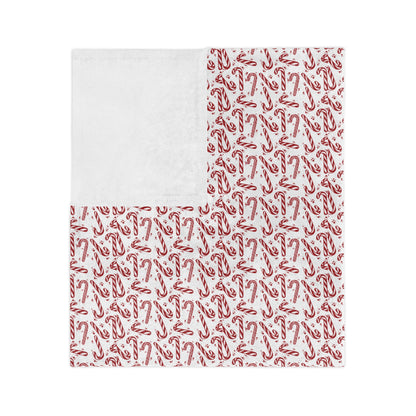 Candy Cane Dreams, Velveteen Fleece Blanket