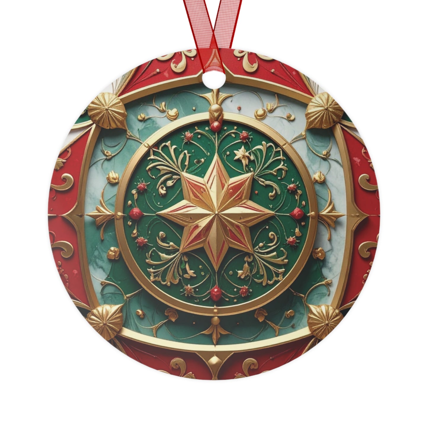 Vintage Gilded Poinsettia Metal Ornament