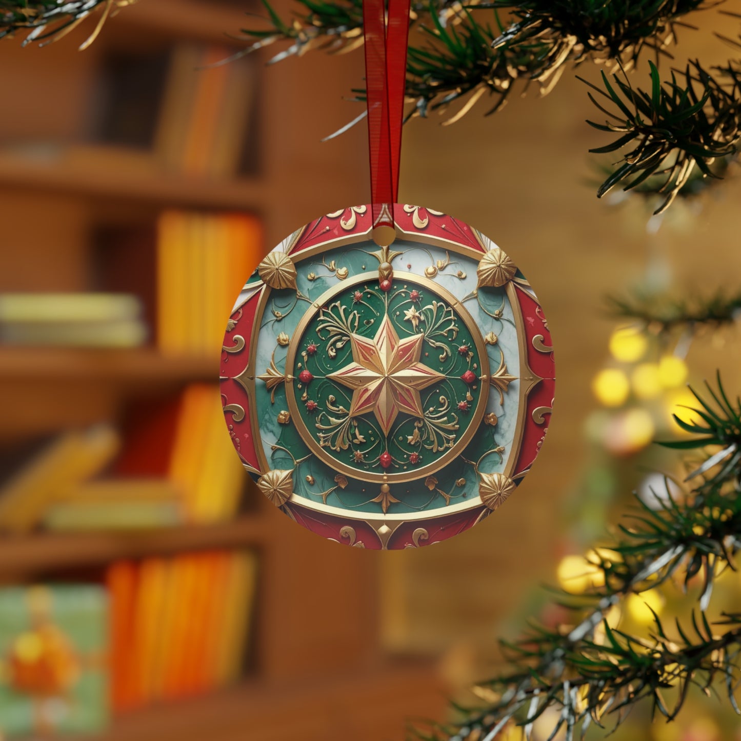 Vintage Gilded Poinsettia Metal Ornament