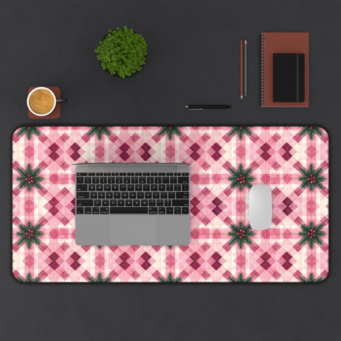 Pink Peppermint Sprig Gaming Pad & Desk Mat