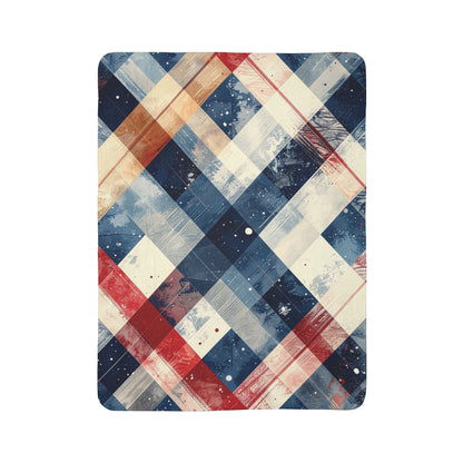 Rustic Patriot Christmas Plaid, Fleece Sherpa Blanket