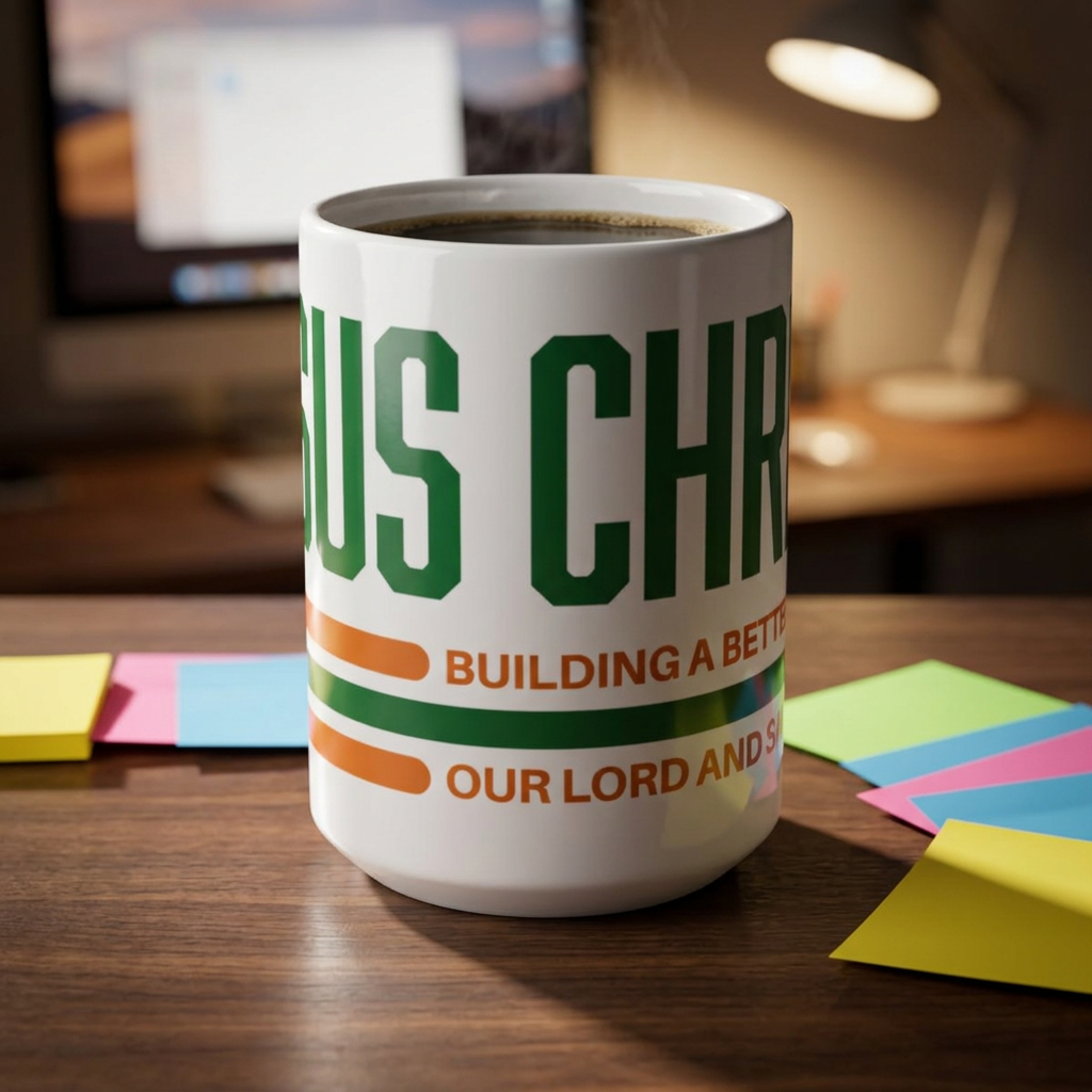 Jesus Christ Mug – Inspirational Faith Coffee Cup with 'Building a Better World' Message