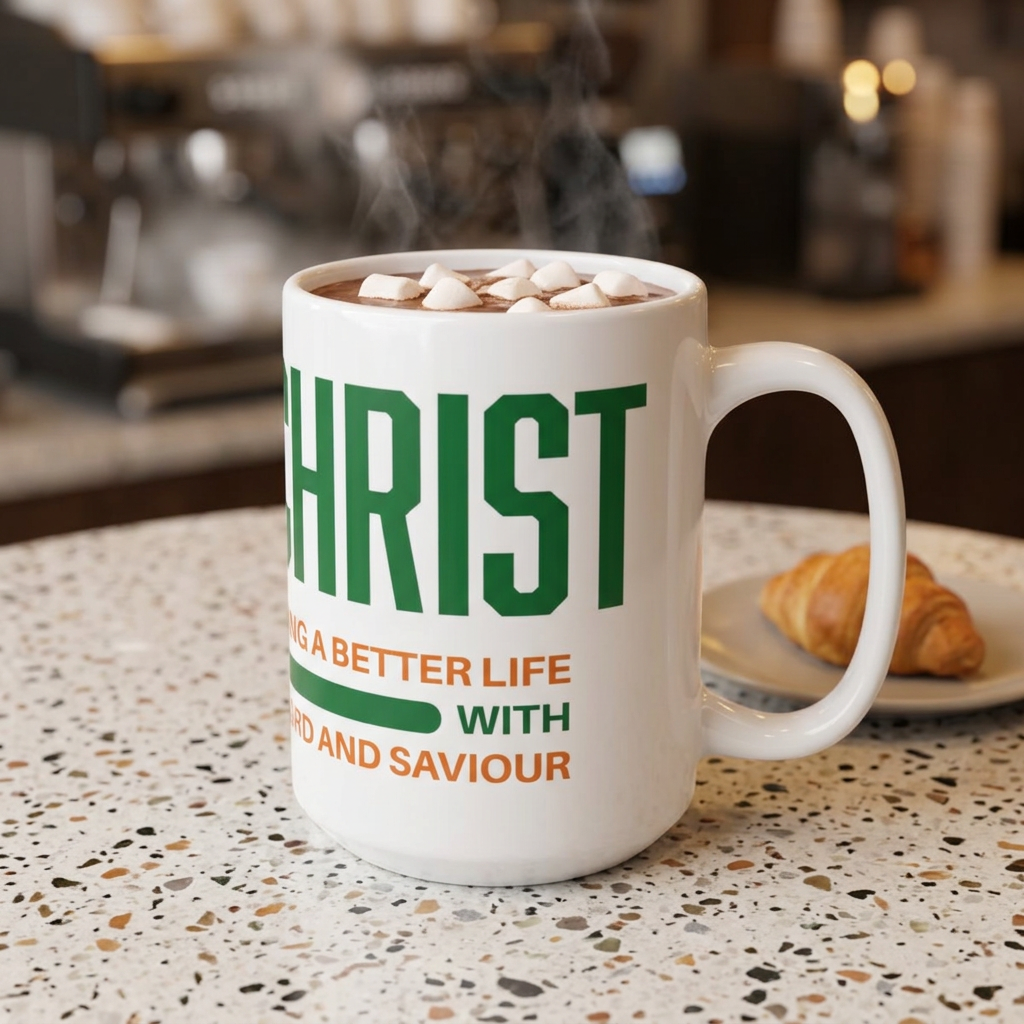 Jesus Christ Mug – Inspirational Faith Coffee Cup with 'Building a Better World' Message