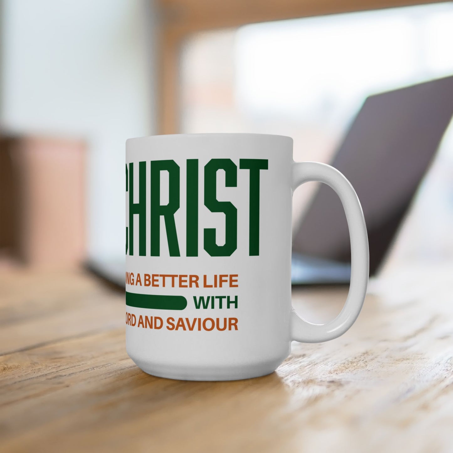 Jesus Christ Mug – Inspirational Faith Coffee Cup with 'Building a Better World' Message
