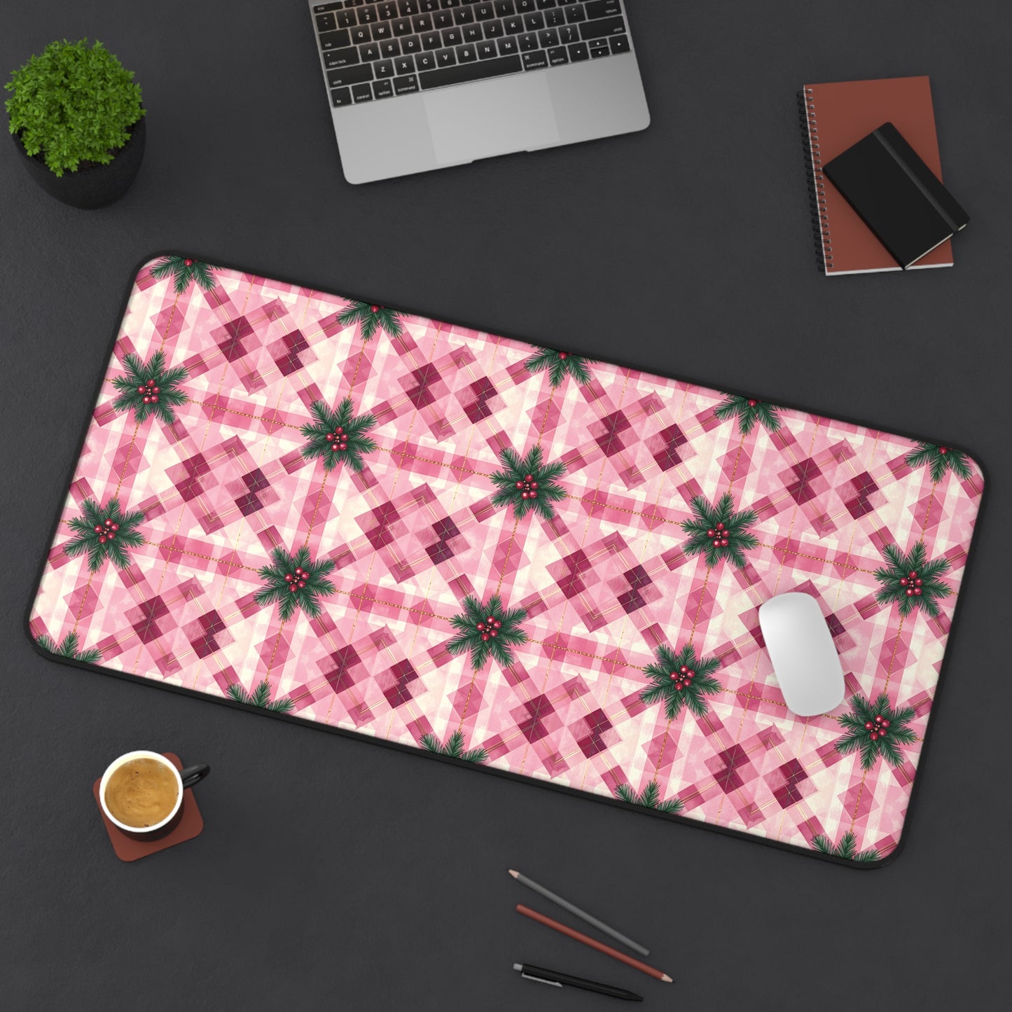 Pink Peppermint Sprig Gaming Pad & Desk Mat