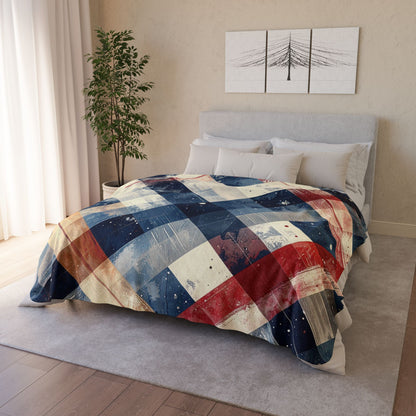 Rustic Patriot Christmas Plaid, Fleece Sherpa Blanket