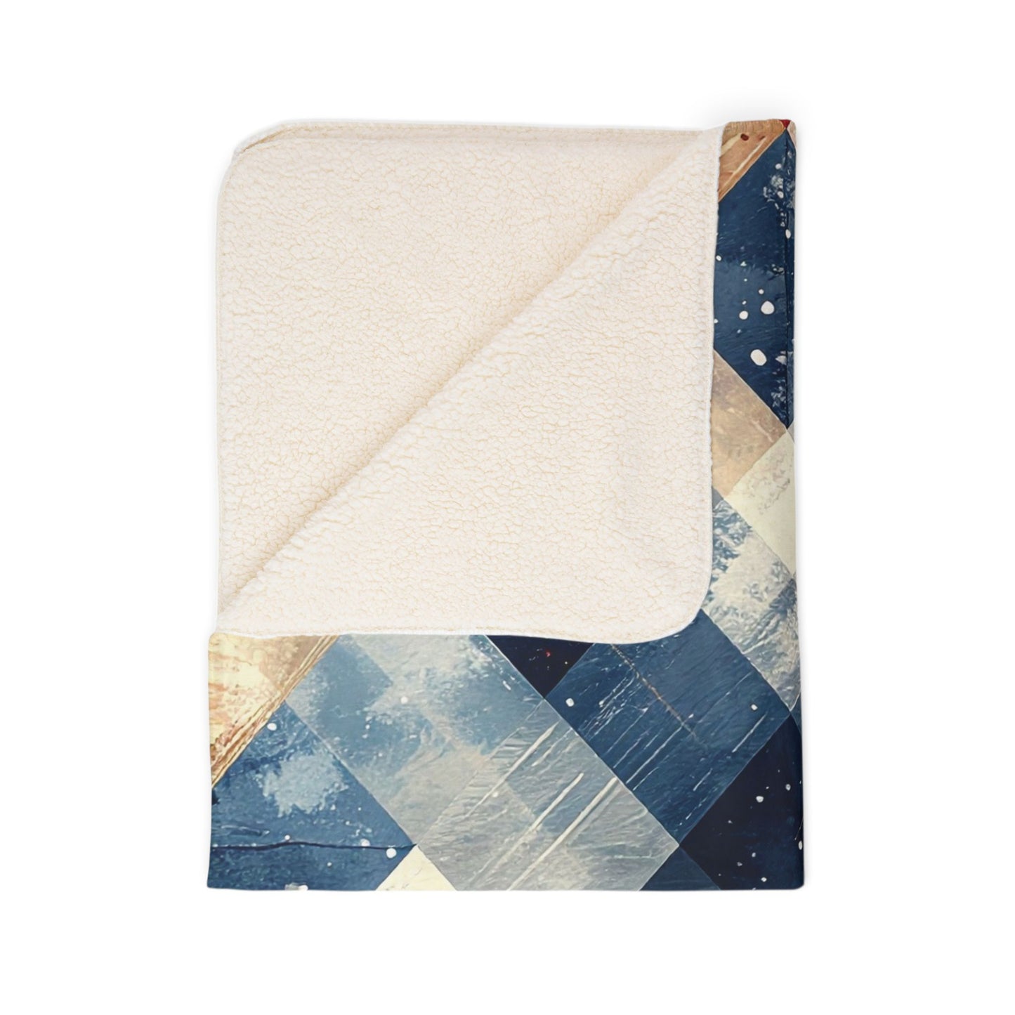 Rustic Patriot Christmas Plaid, Fleece Sherpa Blanket