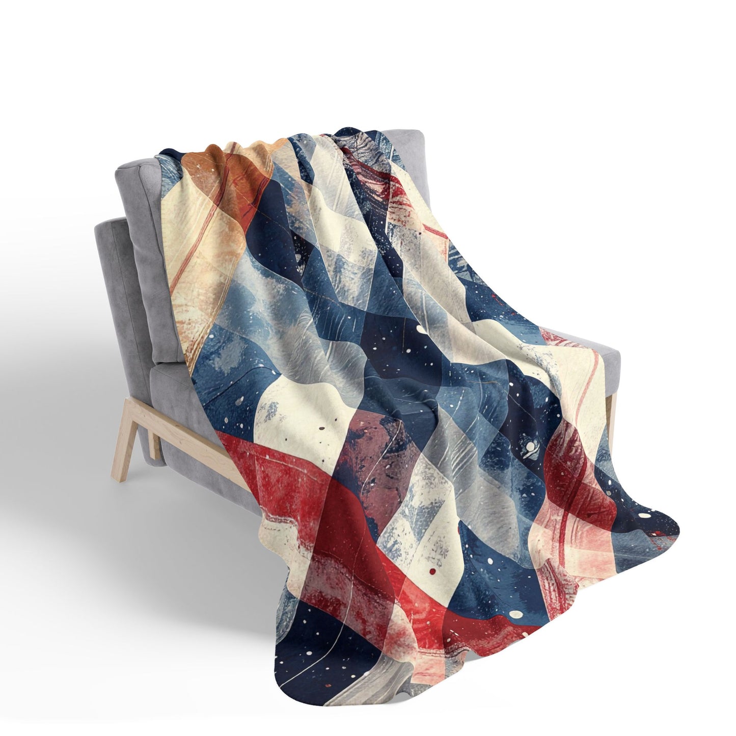 Rustic Patriot Christmas Plaid, Fleece Sherpa Blanket