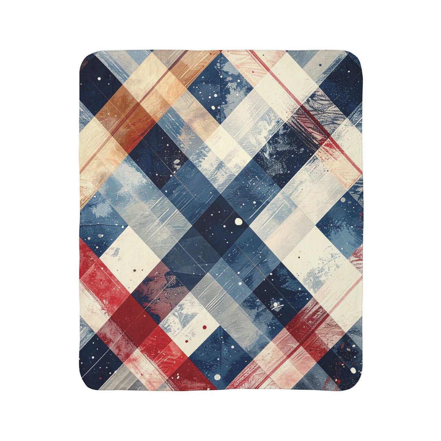 Rustic Patriot Christmas Plaid, Fleece Sherpa Blanket