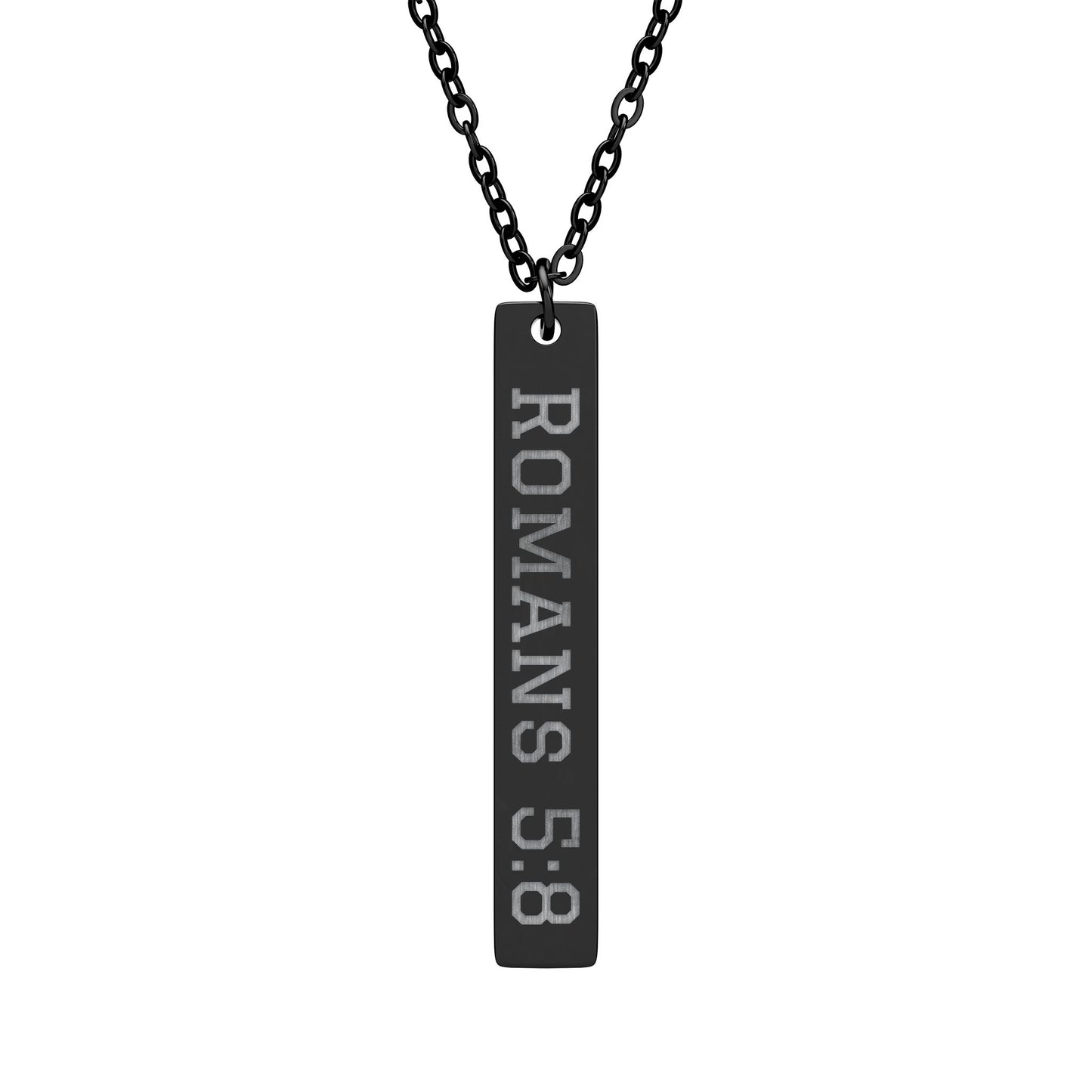 Romans 5:8 Engraved Necklace
