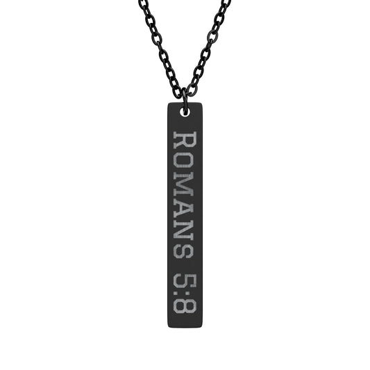 Romans 5:8 Engraved Necklace