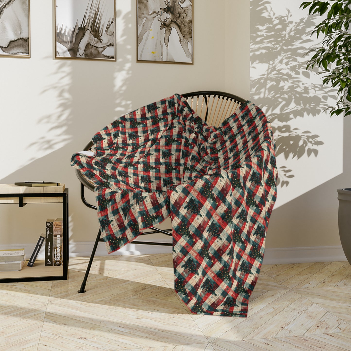 Frosted Christmas Fir, Velveteen Fleece Blanket