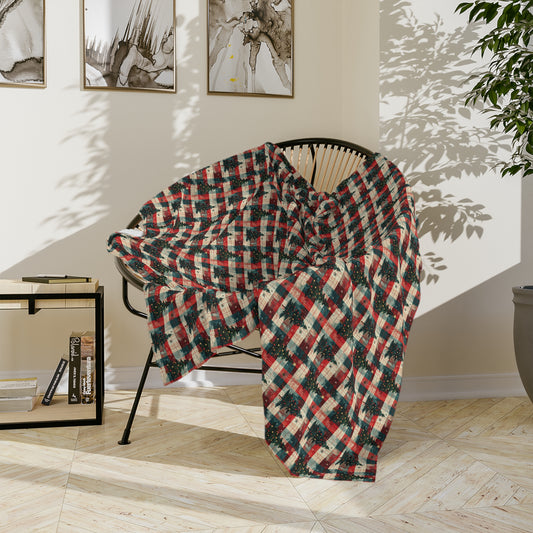 Frosted Christmas Fir, Velveteen Fleece Blanket