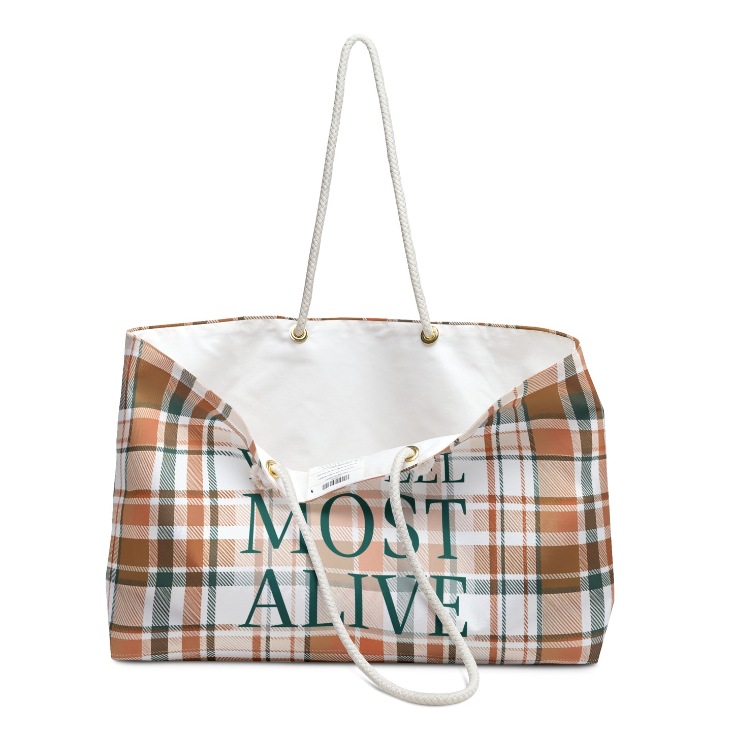 Go Where You Feel Most Alive | Plaid Weekender Bag