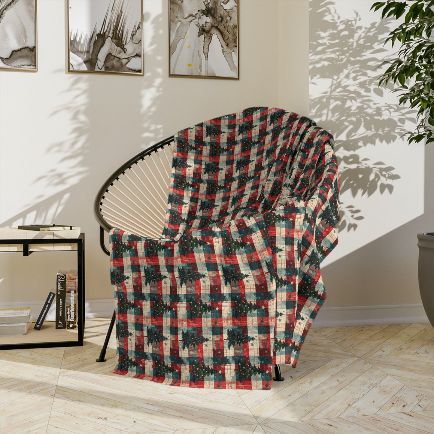 Frosted Christmas Fir, Velveteen Fleece Blanket