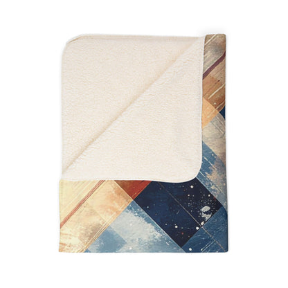 Rustic Patriot Christmas Plaid, Fleece Sherpa Blanket