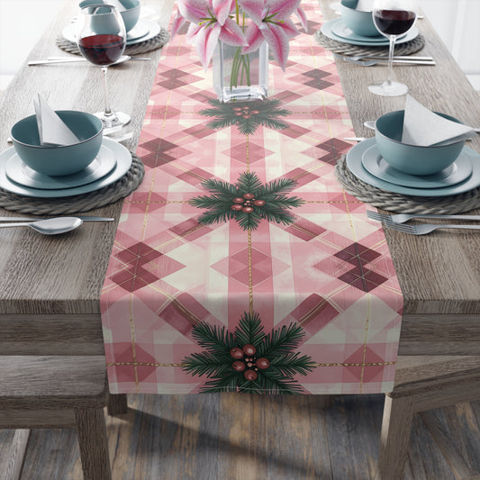 Holiday Cheer Pink Peppermint Sprig Table Runner