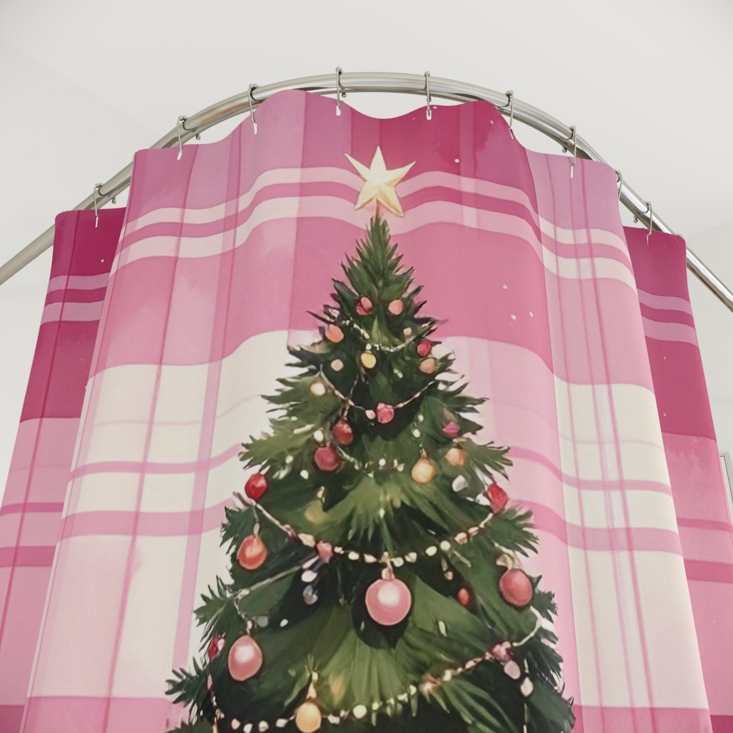 Merry Mauve Christmas Shower Curtain