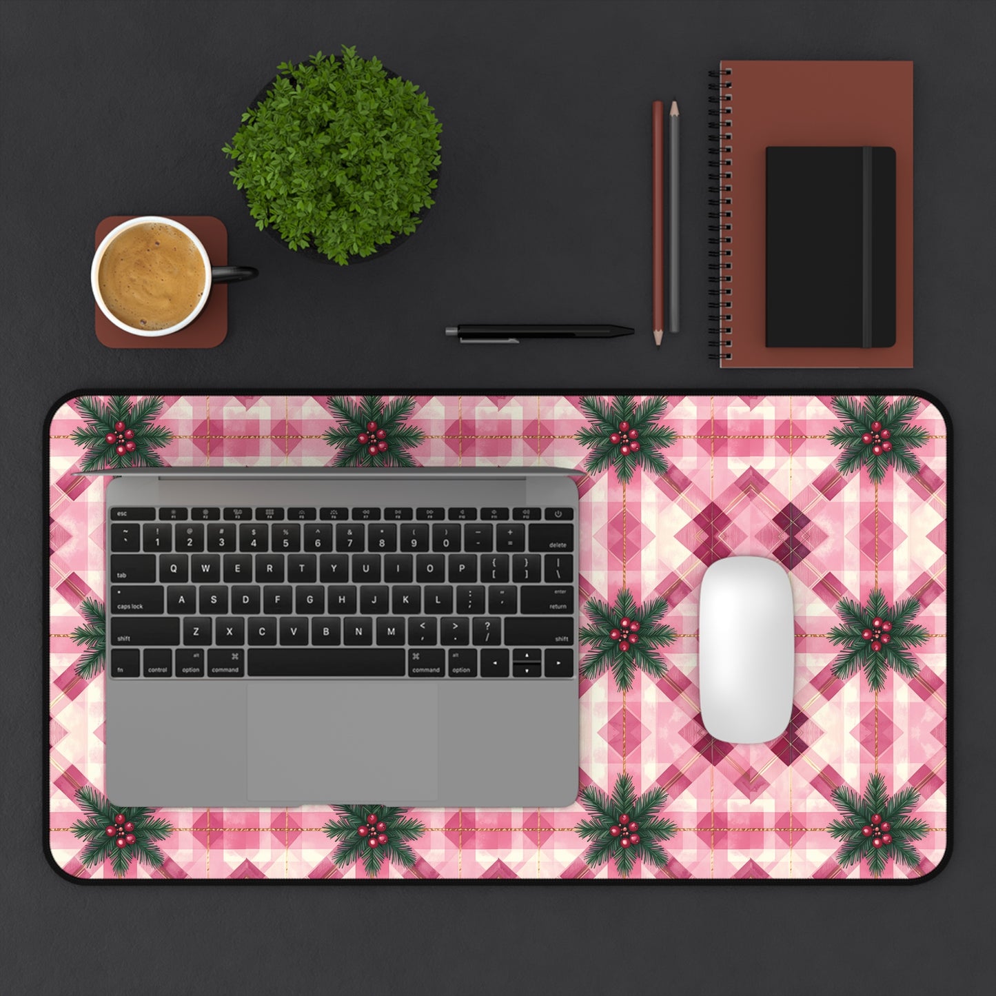 Pink Peppermint Sprig Gaming Pad & Desk Mat