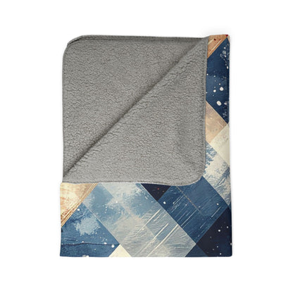 Rustic Patriot Christmas Plaid, Fleece Sherpa Blanket