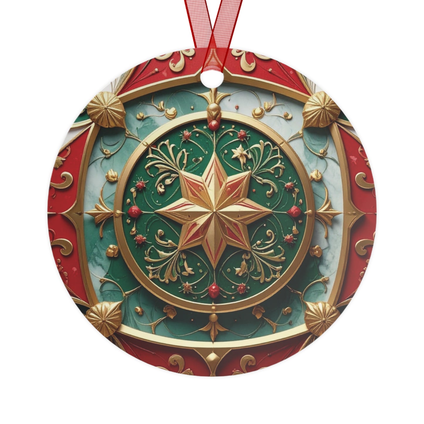 Vintage Gilded Poinsettia Metal Ornament