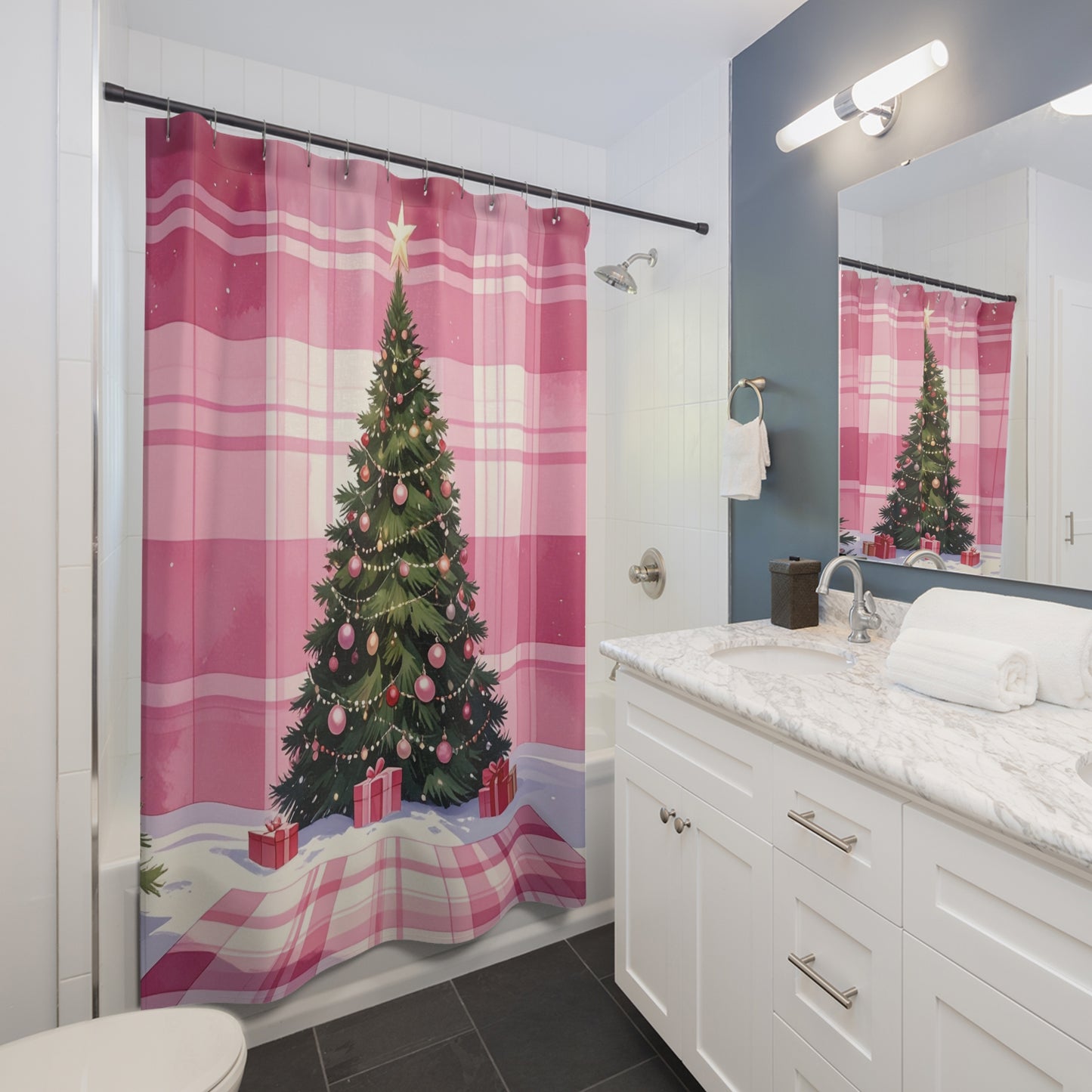 Merry Mauve Christmas Shower Curtain