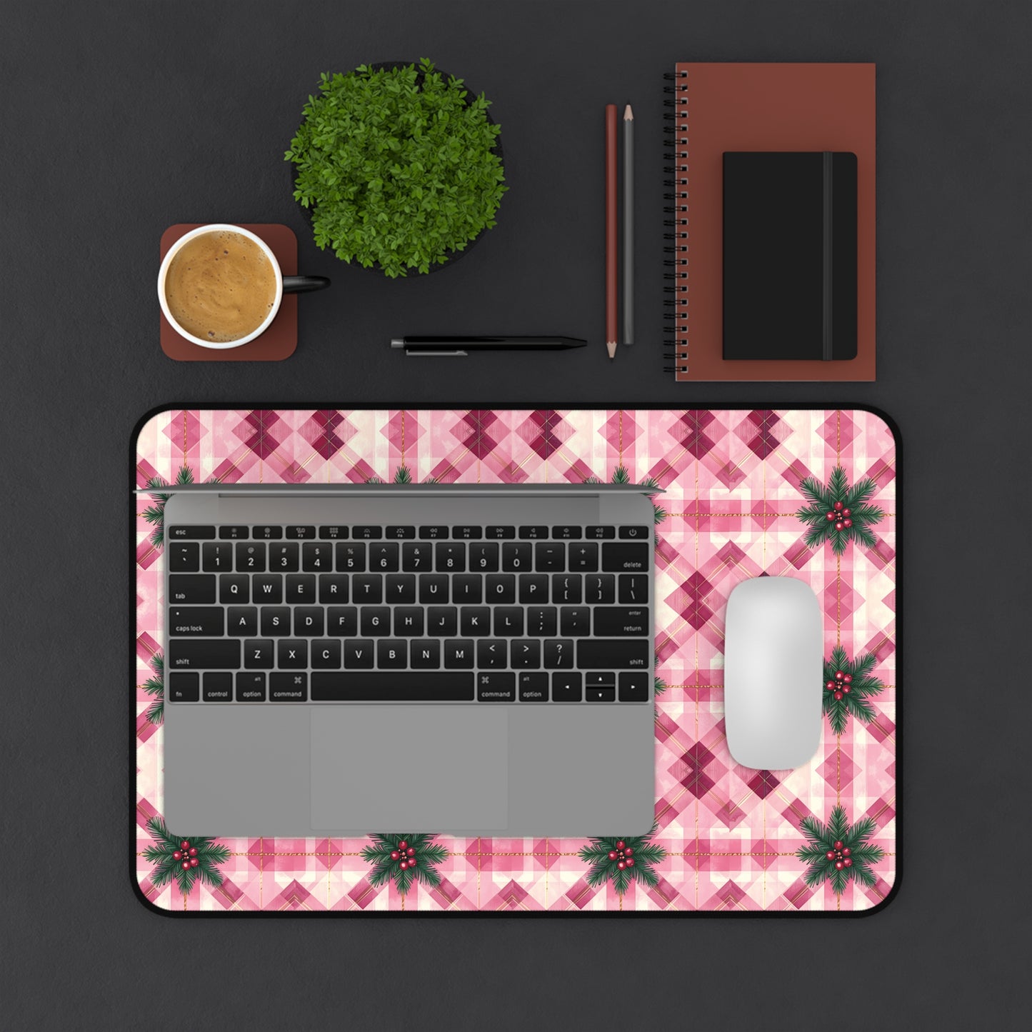 Pink Peppermint Sprig Gaming Pad & Desk Mat