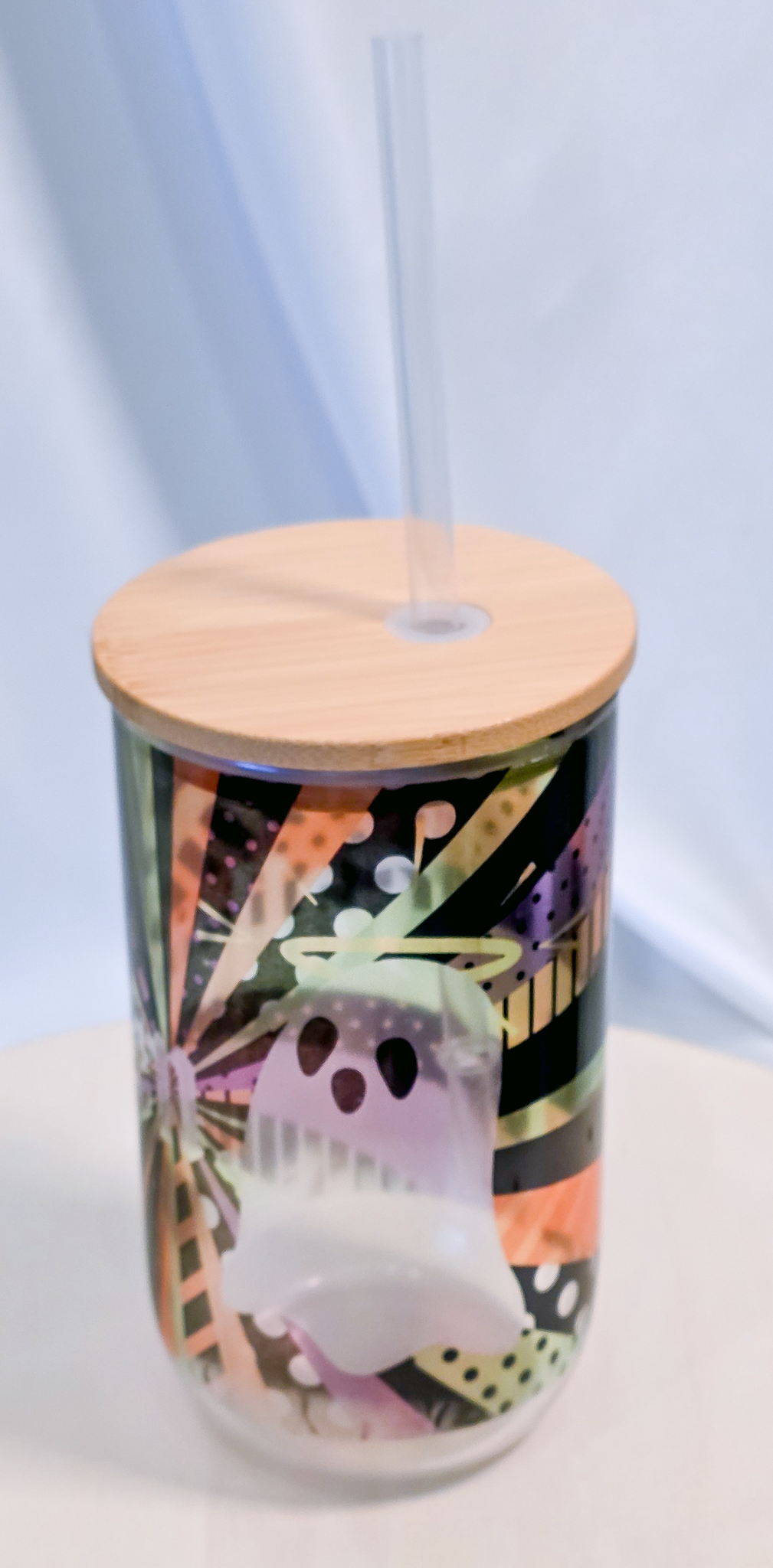 Falloween: The Holy Ghost, 18oz Shimmer Glass Cup