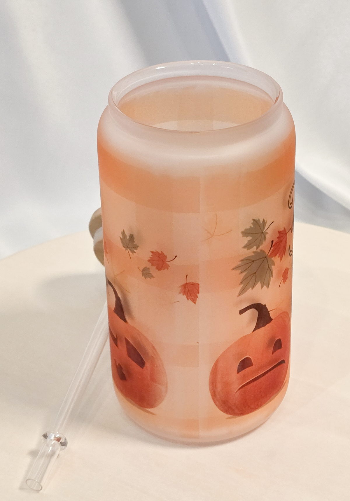 Falloween Pumpkins, 16oz Frosted Glass