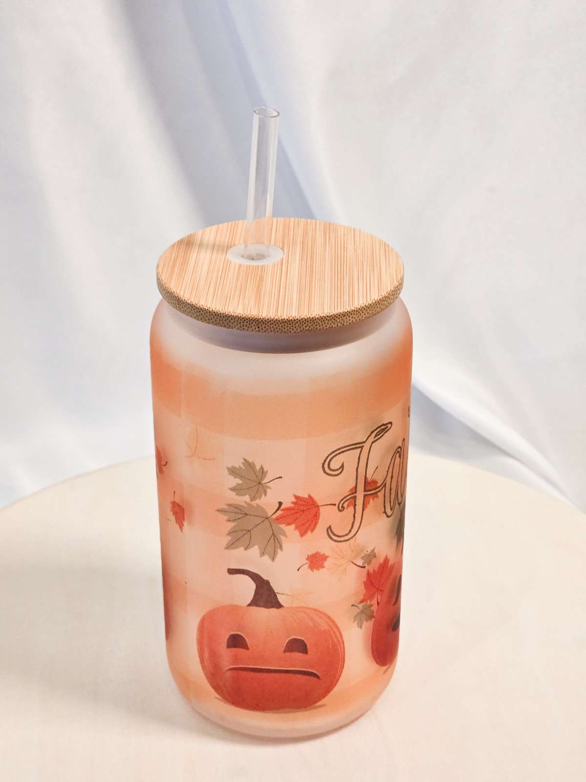 Falloween Pumpkins, 16oz Frosted Glass