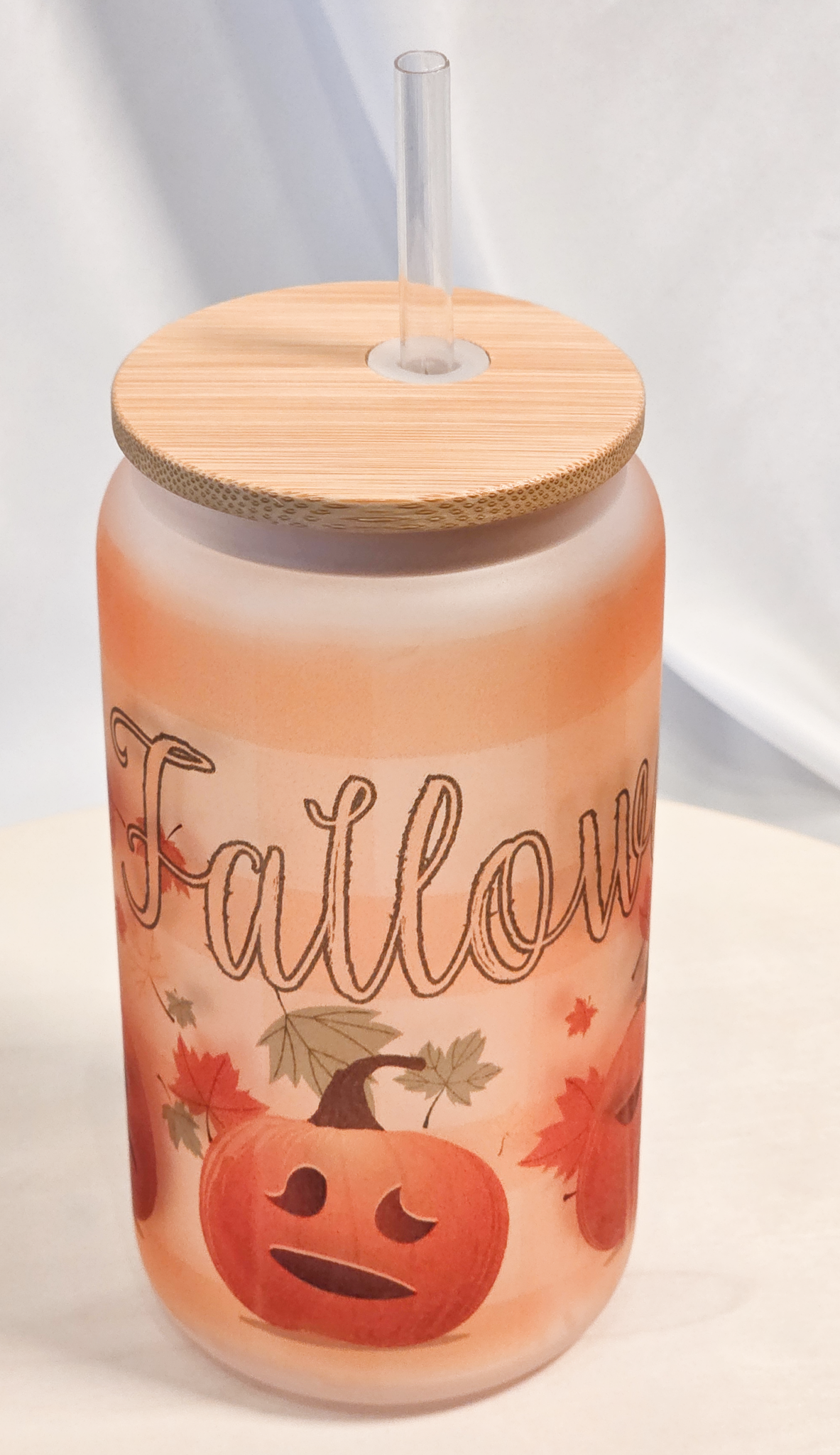 Falloween Pumpkins, 16oz Frosted Glass