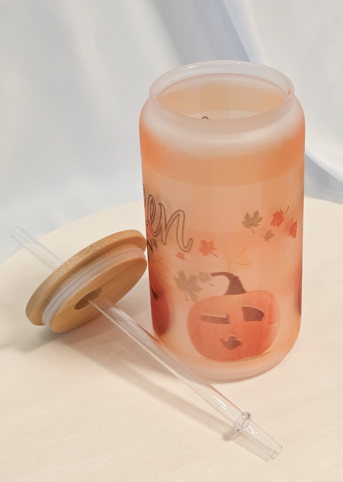 Falloween Pumpkins, 16oz Frosted Glass